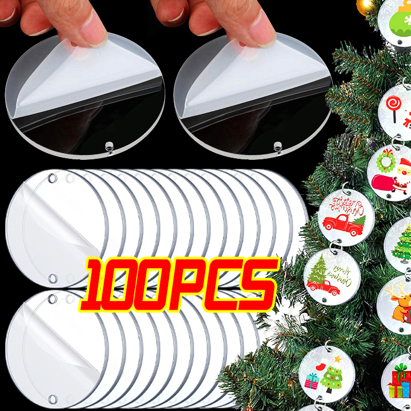 Christmas Stocking Hanging - 5/100x Bola Akrilik Bulat Transparan Kosong