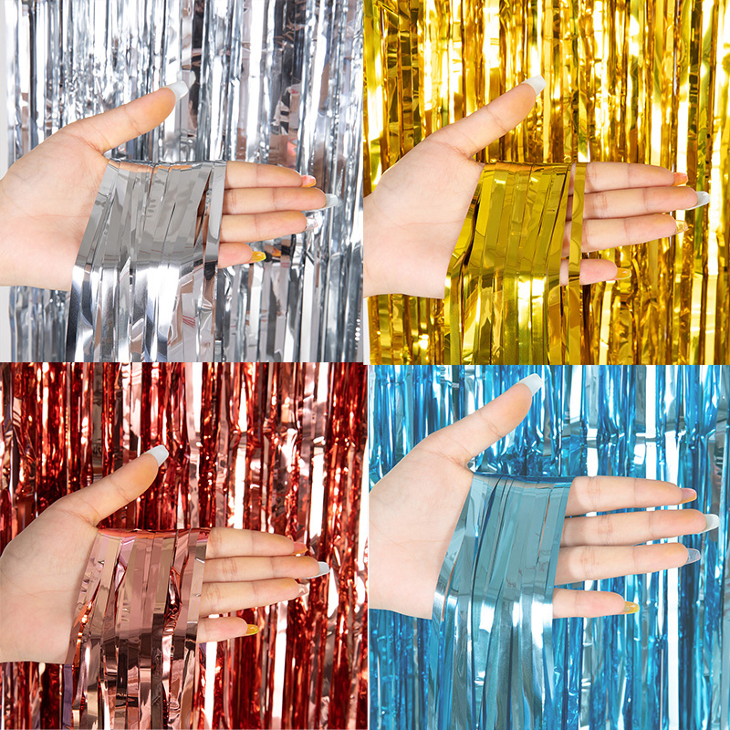 Tinsel Garland Decoration - Tirai Foil Metalik Murah untuk Latar