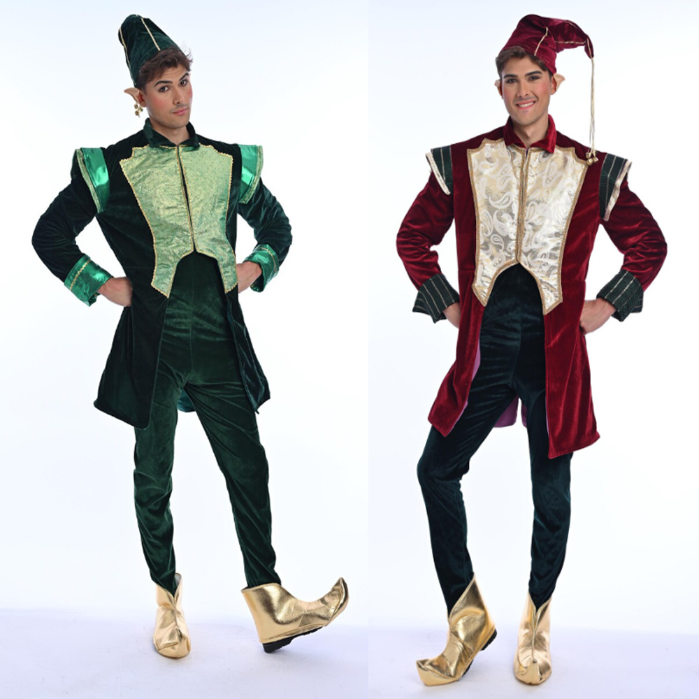Elf Costume Christmas - Kostum Elf Santa Claus Beludru Mewah