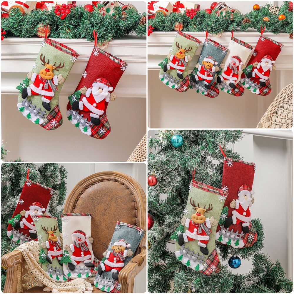 Christmas Stocking Hanging - Kaus Kaki Natal Multiwarna dengan Gambar