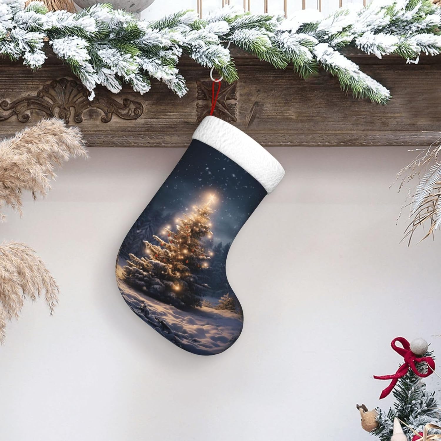 Christmas Stocking Hanging - Stoking Natal Motif Salju 1 Pcs,