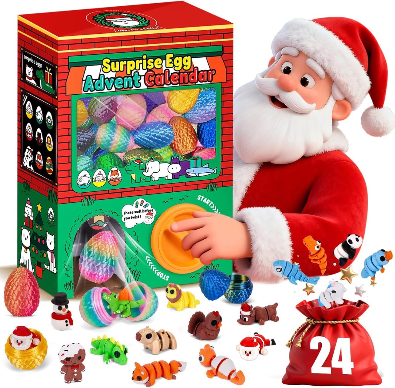 Advent Calendar Gift - 24pcs Telur Kejutan Cetak 3D Blind
