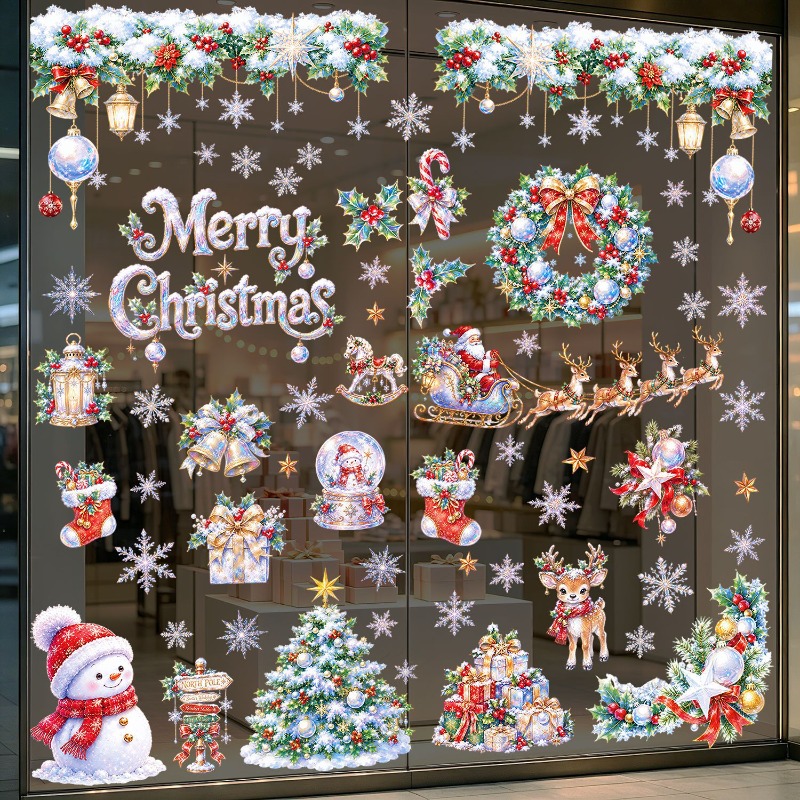9 Lembar Stiker Jendela Natal  - Snowflake Window Decal ulasan dan harga