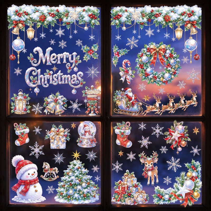 9 Lembar Stiker Jendela Natal  - Snowflake Window Decal ulasan dan harga