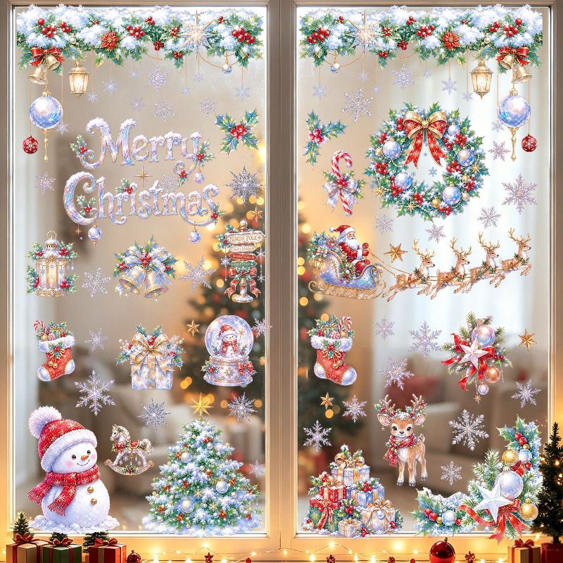 9 Lembar Stiker Jendela Natal  - Snowflake Window Decal ulasan dan harga