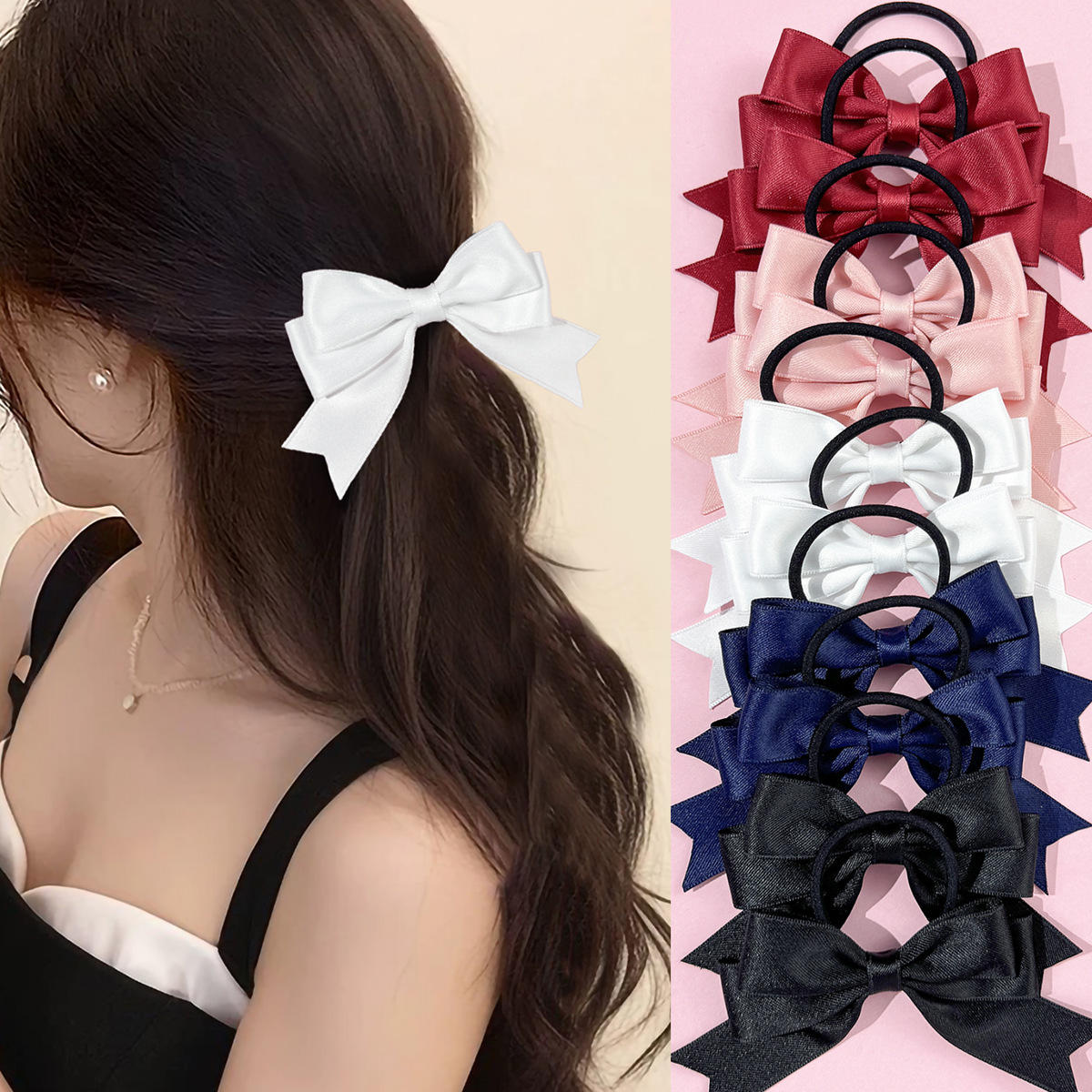 2 Buah Ikat Rambut Pita, Manis - Ribbon Bow Gift ulasan dan harga