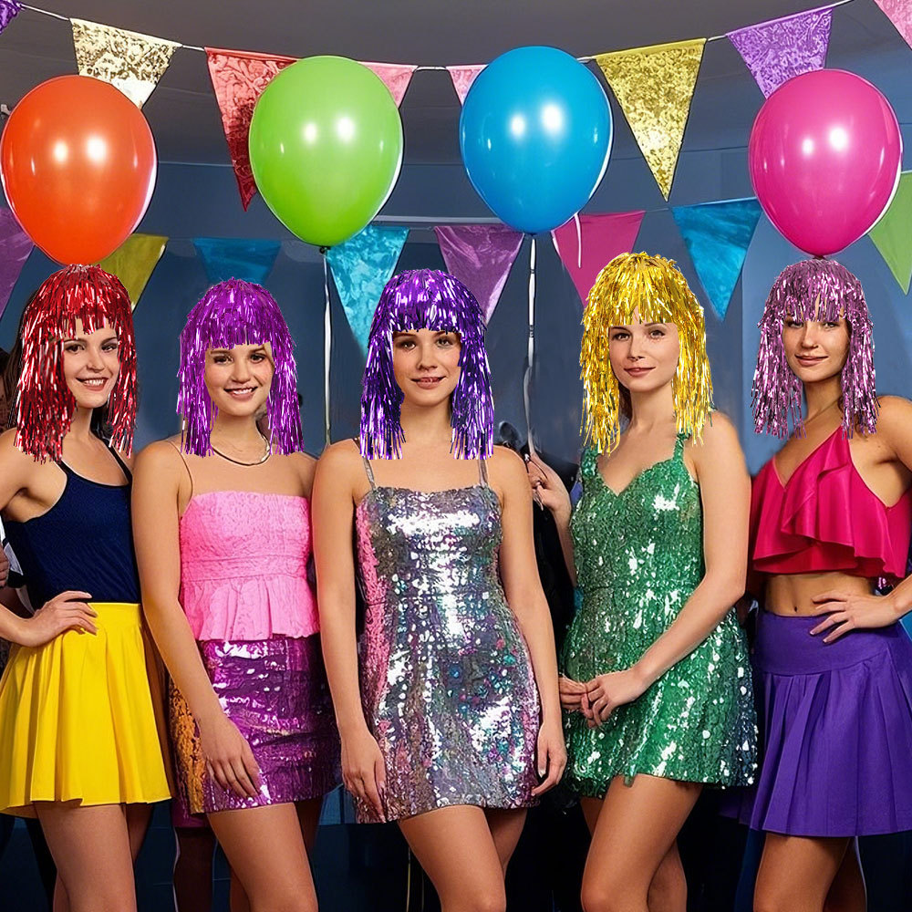 Wig Cosplay Disko Foil Tinsel  - Tinsel Garland Decoration ulasan dan harga