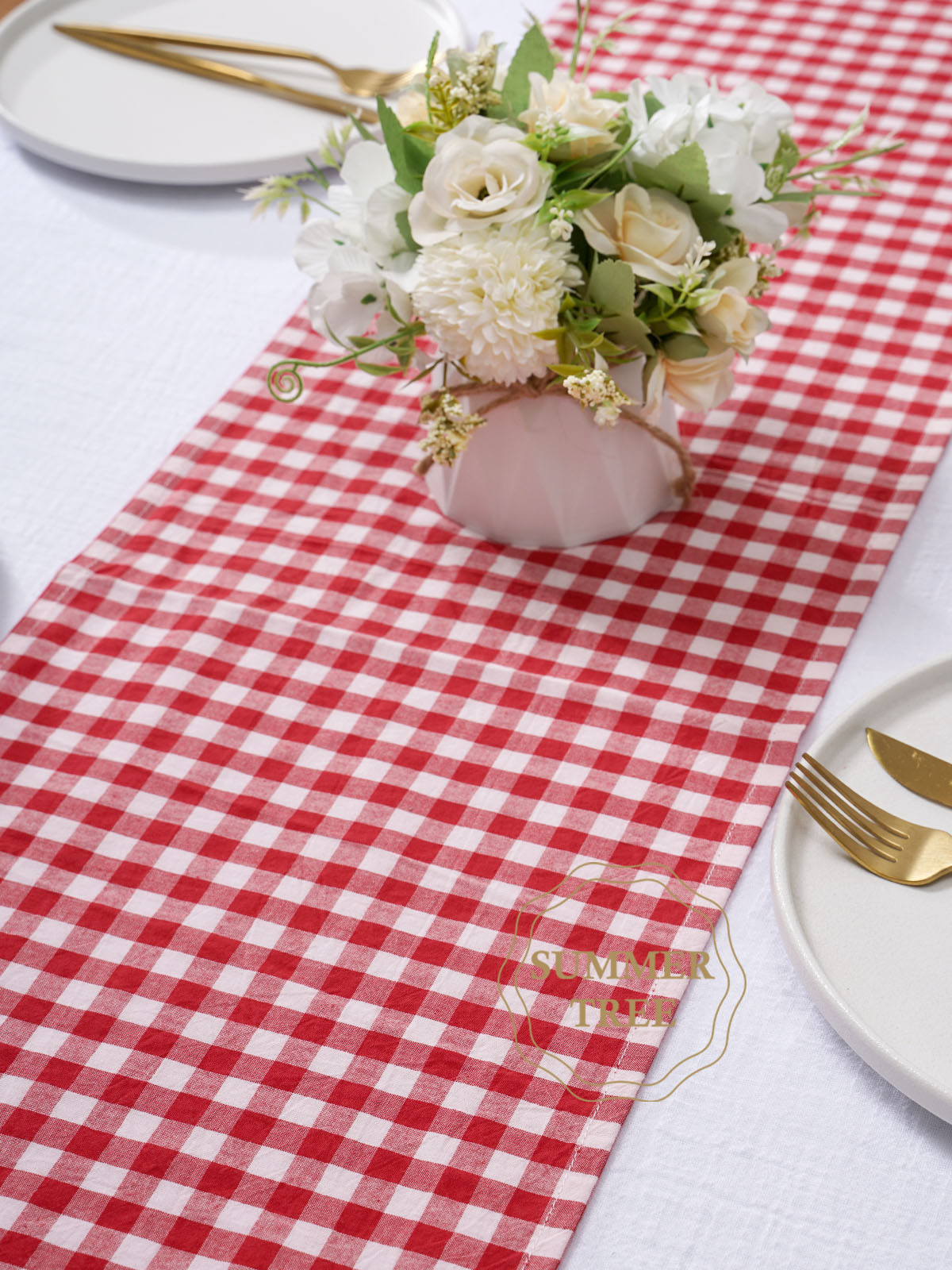 Taplak Meja Katun Motif Kotak- - Christmas Throw Blanket ulasan dan harga