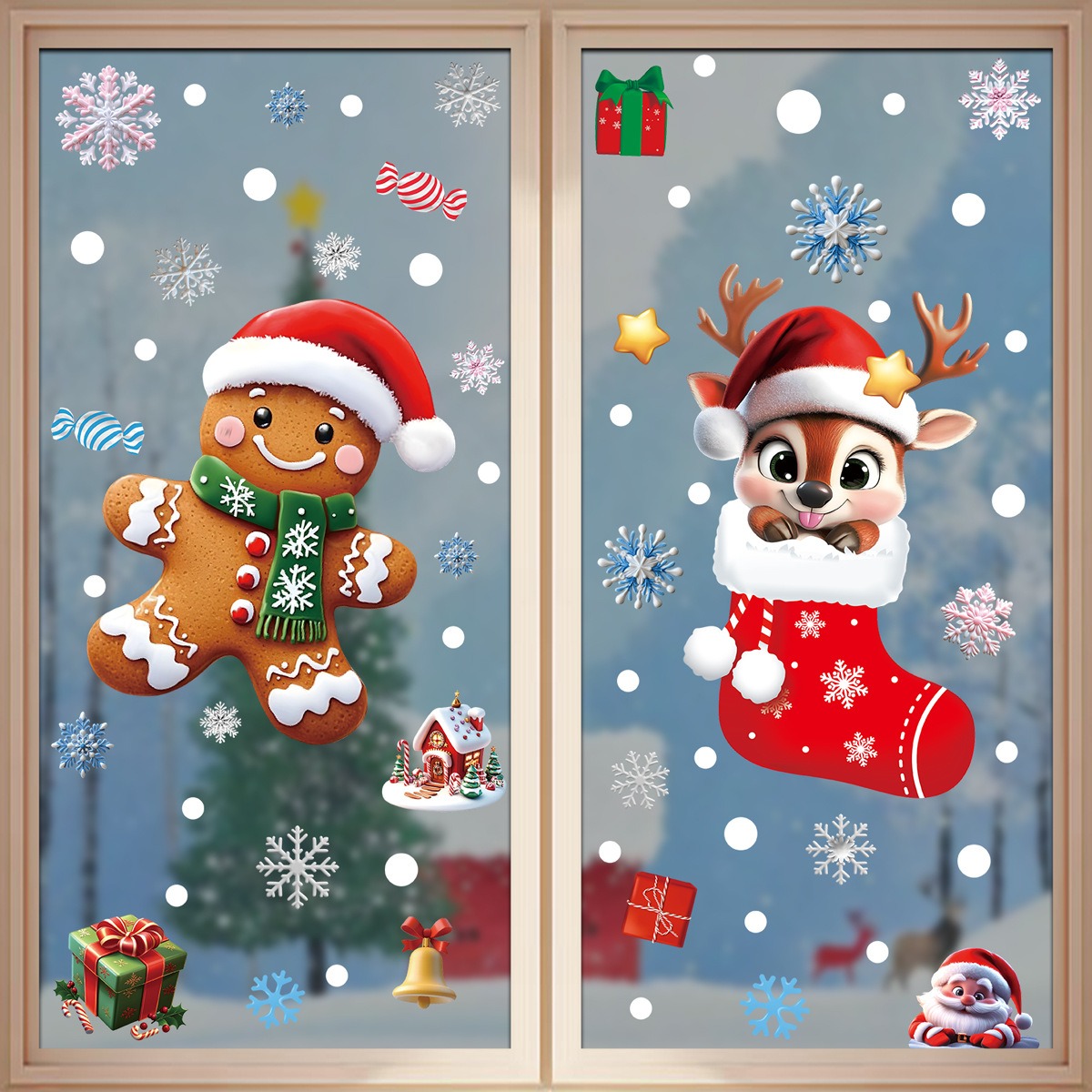 Stiker Jendela Natal Manusia R - Snowflake Window Decal ulasan dan harga