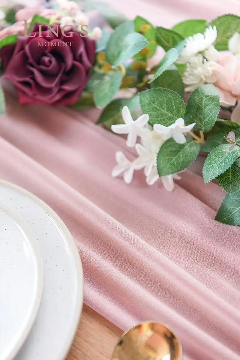 Taplak meja sifon putih Semi t - Christmas Table Runner ulasan dan harga