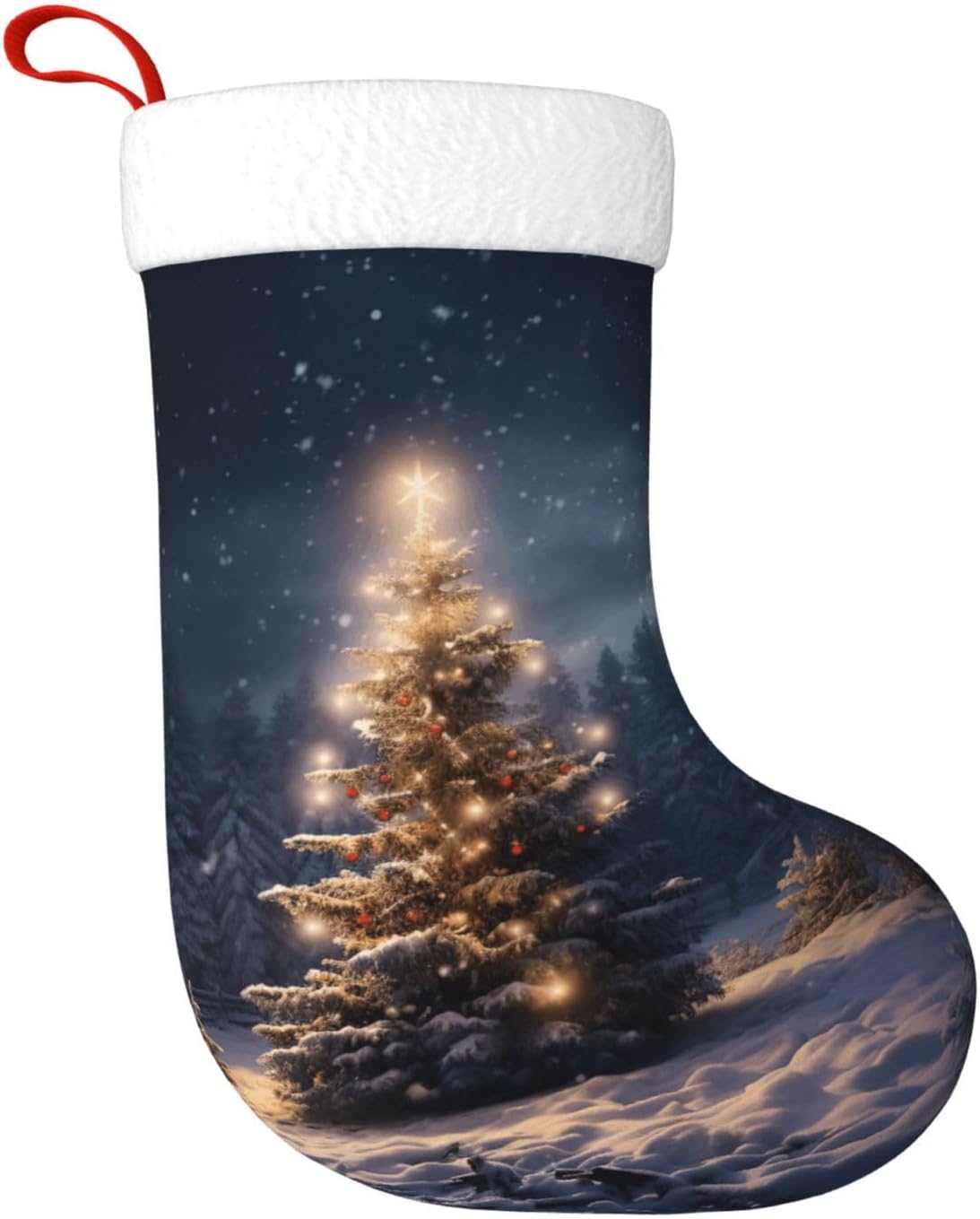 Stoking Natal Motif Salju 1 Pc - Christmas Stocking Hanging ulasan dan harga