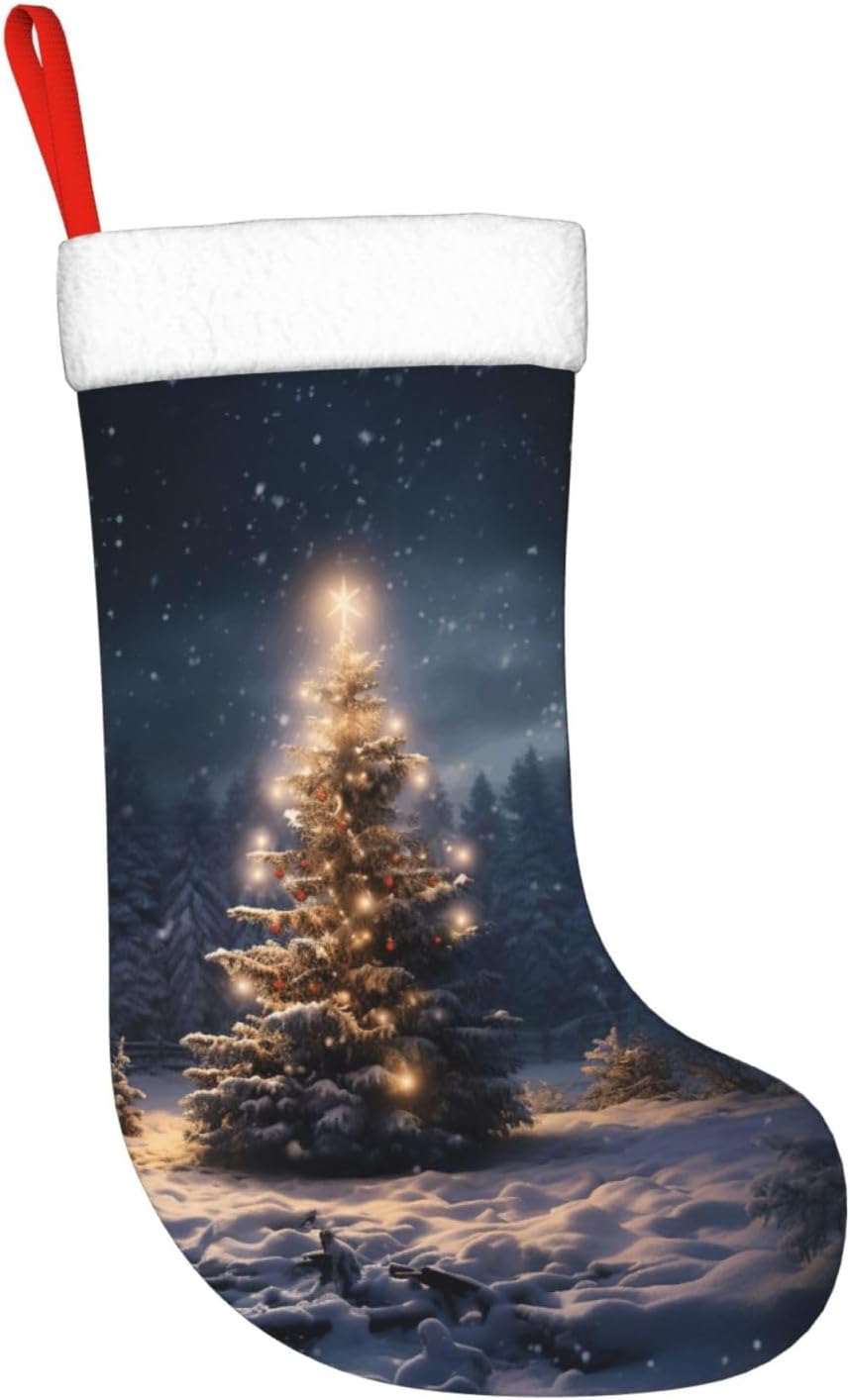 Stoking Natal Motif Salju 1 Pc - Christmas Stocking Hanging ulasan dan harga