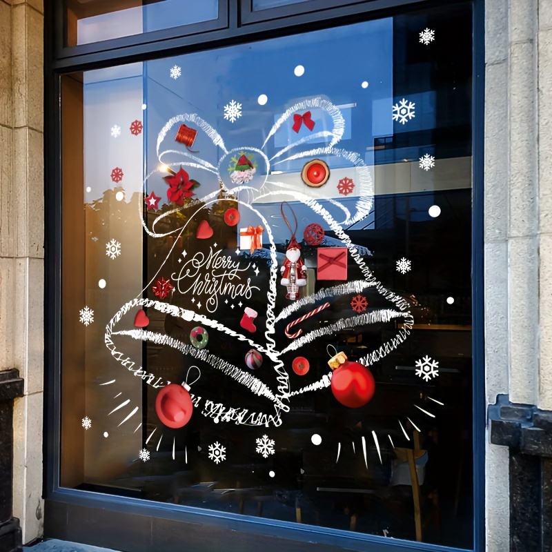 Stiker Natal Stiker Pohon Salj - Snowflake Window Decal ulasan dan harga