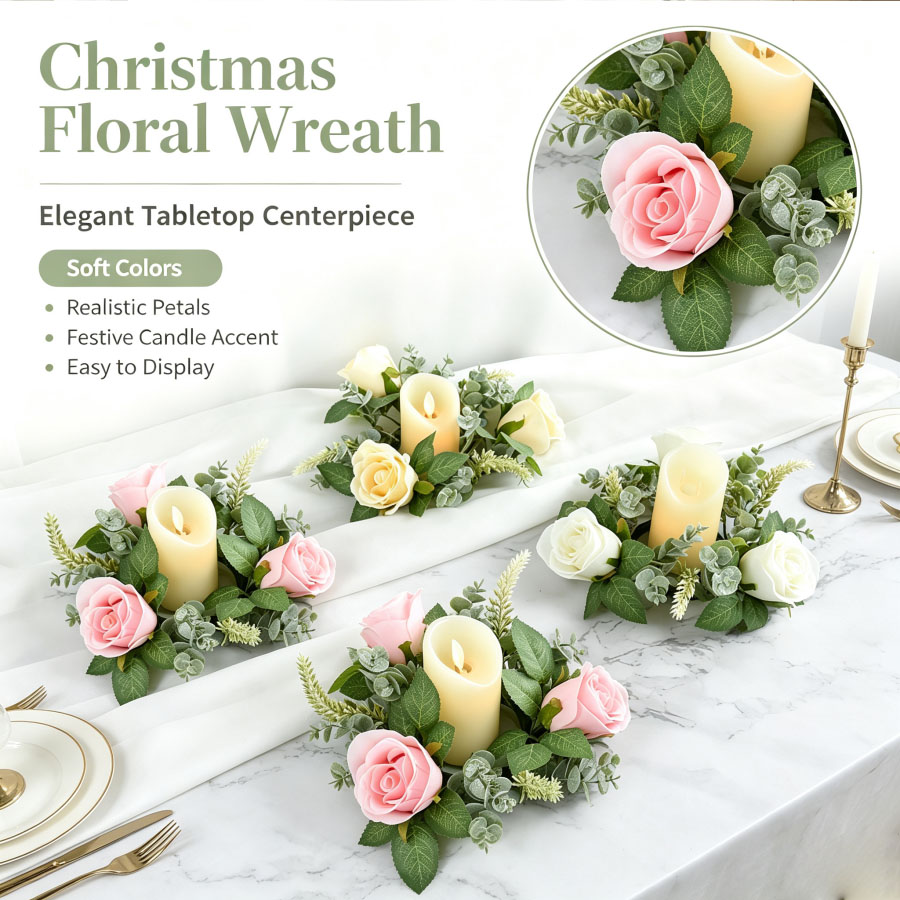 Karangan Bunga Mawar Buatan Be - Christmas Wreath Fake ulasan dan harga